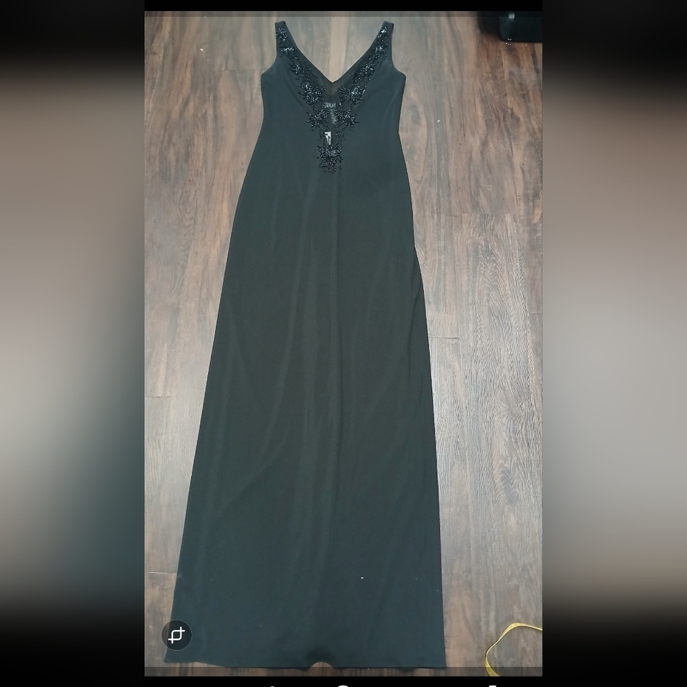 Laundry By Shelli Segal Black Beaded V-Neck Maxi Dress - Picture 6 of 16